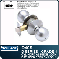Schlage D40S- Heavy Duty Commercial Privacy Knob Lock