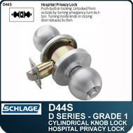 Schlage D44S- Heavy Duty Commercial Privacy/Hospital Knob Lock