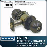 Schlage D70PD- Heavy Duty Commercial Classroom Knob Lock
