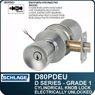 Schlage D80PDEU- Heavy Duty Commercial Electrically Unlocked Knob Lock