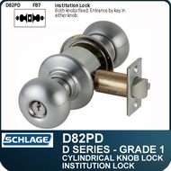 Schlage D82PD- Heavy Duty Commercial Institution Knob Lock - Double Cylinder