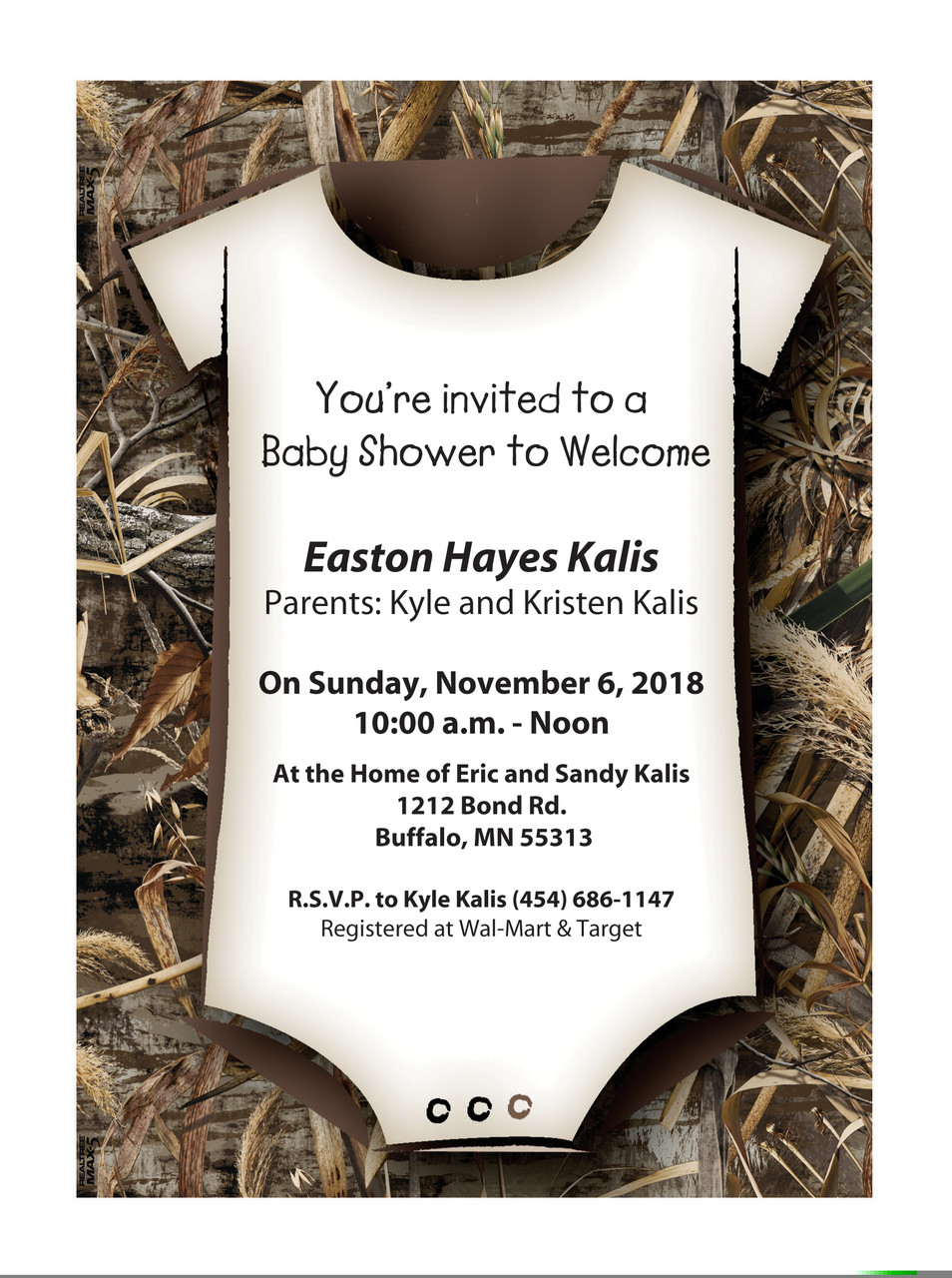 NEW! REALTREE MAX- 5 Camouflage Baby Shower Invitations - Papersbest