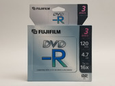 New Fujifilm DVD-R 3PK 120 Min. 4.7GB 16x DVD-R Multi Pack