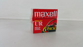 New Maxell UR 6-Pack of Audio Cassette Tapes 60 Minutes