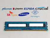 Lot of 2 Major Brand 8 GB DDR3-1600 PC3-12800E 2Rx8 1.5V DIMM Server RAM