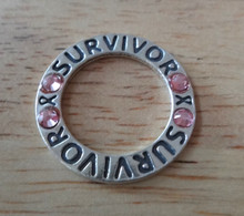 22mm Breast Cancer says Survivor 4 Pink Crystals Affirmation Charm
