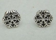 7mm Tiny Snowflake Snow Studs Sterling Silver Earrings!