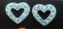 Sm Cute Lt Blue Crystals Open Heart Sterling Silver Stud Earrings