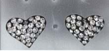 12x10mm Sm Clear Crystals Puffy Heart Sterling Silver Stud Earrings