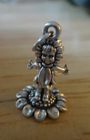 3D 20x13mm Sunflower Girl Costume Fairy Sterling Silver Charm