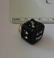 Sterling Silver Black & Clear Crystals on Bunco Dice Charm!