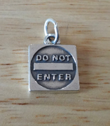 12x15mm Do Not Enter Driving Road Street Highway Sign Sterling Silver Charm