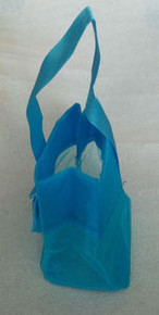 Small Turquoise Organza Jewelry 3x2x3" Gift Tote Bag w/ Satin Bow & Handle
