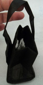 Small Black Organza Jewelry 3x2x3" Gift Tote Bag w/ Satin Bow & Handle