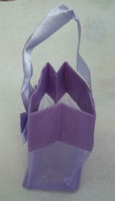 Small Lavender Purple Organza Jewelry 3x2x3" Gift Tote Bag Satin Bow & Handle