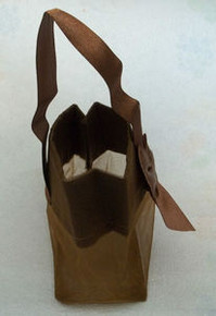 Small Brown Chocolate Organza Jewelry 3x2x3" Gift Tote Bags Satin Bow & Handle