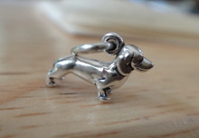 11x8mm 3D Tiny Dachshund Weiner Dog Sterling Silver Charm!