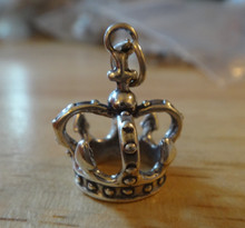 15x19mm 3D Sterling Silver Crown Queen Princess Tiny cross on top Charm