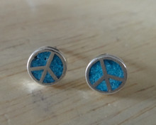 Tiny 6mm Blue Peace Sign Sterling Silver Stud Studs Earrings!