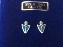 6x10mm Tiny Fancy Turquoise Arrowhead Stud Sterling Silver Earrings