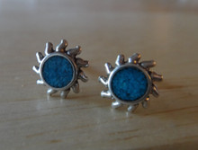 Turquoise Blue Sun Sterling Silver Stud Earrings!