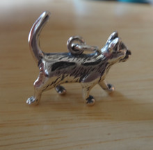 3D Solid 4g Large Walking Cat Sterling Silver Charm!