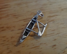 3D 10x27mm Outrigger Canoe with Paddle Sterling Silver Charm