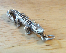 11x27mm Long 3D Alligator Gator Sterling Silver Charm with Mouth loop!