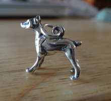 3D 15x14mm Solid Doberman Pincher Pincer Dog Sterling Silver Charm!