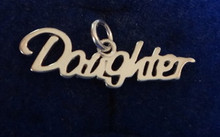 Cursive says DAUGHTER Sterling Silver charm