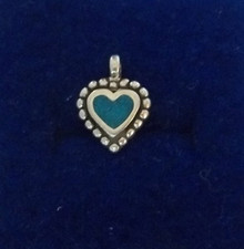 Tiny Blue Inlaid Stone Sterling silver Heart Charm!
