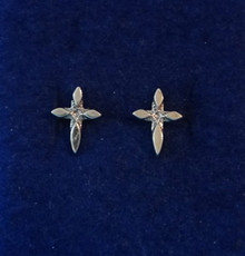 TINY 10x7mm Cross 4 Petal Studs Posts Sterling Silver Earrings!