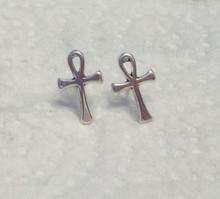 Tiny 12x8mm Ankh Studs Posts Sterling Silver Earrings!