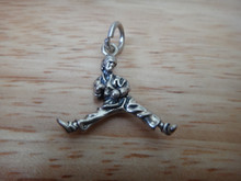 3D 21x21mm Martial Arts Tae Kwon Do Karate Judo Boy Sterling Silver Charm!