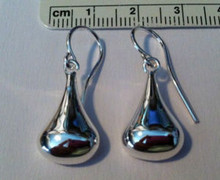 Lg Loose 3D Teardrop on Sterling Silver Wires Earrings