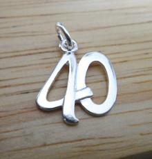 14x16mm Whimsical Number 40 40th Birthday Anniversary Sterling Silver Charm