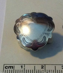 Sterling Silver Decorated Heart Shaped Real Button