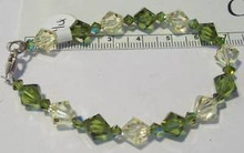 7.25" Sterling Silver Green Swarovski Crystal Bracelet