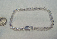 8.75" Hvy 13g Rolo 6mm Sterling Silver Charm Bracelet