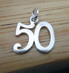 15x15mm Whimsical Number 50 50th Fifty Birthday Anniversary Sterling Silver Charm
