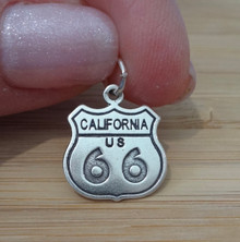 15x17mm California Route 66 Sign Travel Sterling Silver Charm