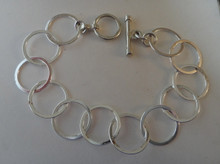 8.25" Lg Flat 18 mm 12g Round Circles Sterling Silver Charm Bracelet