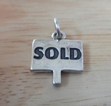14x17mm says Sold on a Sign Sterling Silver Charm