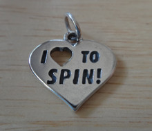 17x17mm I Love to Spin Heart Spinning Sterling Silver Charm!