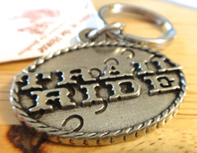 Oval says Trail Ride on it in Pewter Keychain Keyring