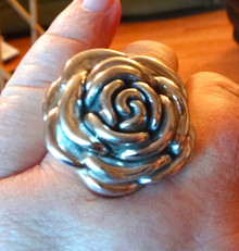 size 8 or 9 Sterling Silver XLarge 11-12g 32mm Tight Petal Rose Ring