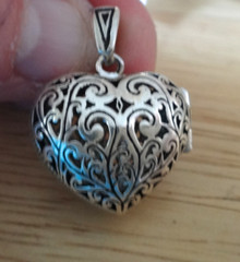 24x25mm Movable Cut out Heart Locket Sterling Silver Charm