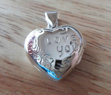 20x21mm Movable says I Love You Heart on Locket Sterling Silver Charm