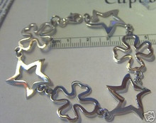 7" Sterling Silver 10 gram Flower & Star Link Bracelet