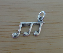 Small 16x10mm Triple Music Notes Sterling Silver Charm